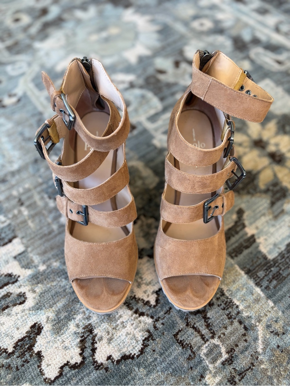 Paolo Suede Strappy Sandals in Tan Brown